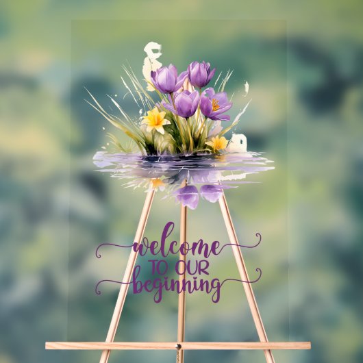 Welkom bij onze eerste bruiloft acryl teken bord (Neutraal)