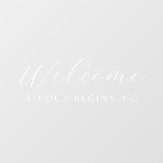 Welkom bij onze eerste Elegant Script bruiloft Raamsticker (Vel)