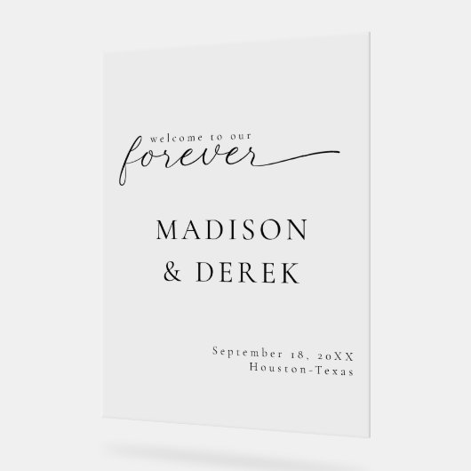 " WELKOM BIJ ONZE EERSTE EN LAATSTE " Bruiloft Acryl Bord (Hoek)