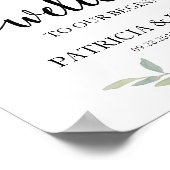 Welkom bij onze elegante groene start Bruiloft Poster (Hoek)