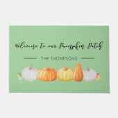 Welkom bij onze familienaam Pumpkin Patch Deurmat (Voorkant)