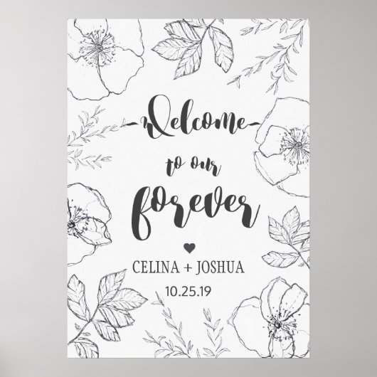 Welkom bij onze Forever FloralWedding Welcome Sign Poster (Voorkant)