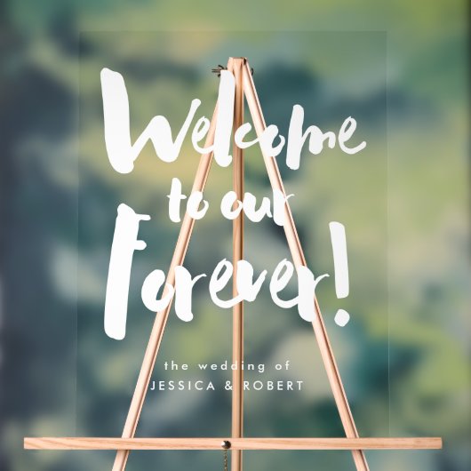 Welkom bij onze Forever Modern Brush Script Weddin Acryl Bord (Neutraal)