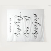 "Welkom bij onze Forever" Wedding Tapestry Achterg Wandkleed (Voorkant (horizontaal))