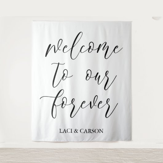 "Welkom bij onze Forever" Wedding Tapestry Achterg Wandkleed (Voorkant)