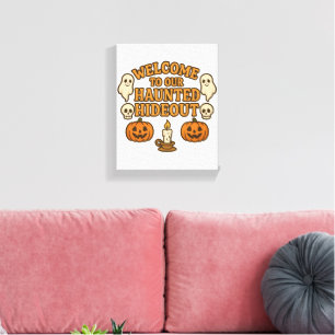 Welkom Bij Onze Geheime Spelonk Halloween Geesten Canvas Afdruk