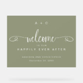 Welkom bij onze Happy Ever After Wedding Acrylic Acryl Bord (Voorkant)
