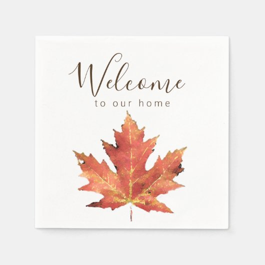 Welkom bij onze herfstblaadjes thuis servet (Voorkant)