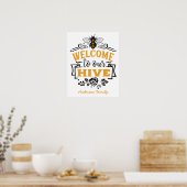 Welkom bij onze Hive | Gold Whimsical Illustration Poster (Keuken)