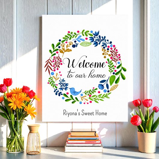 Welkom bij onze Home Green Black Floral Typografie Poster