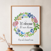 Welkom bij onze Home Green Black Floral Typografie Poster