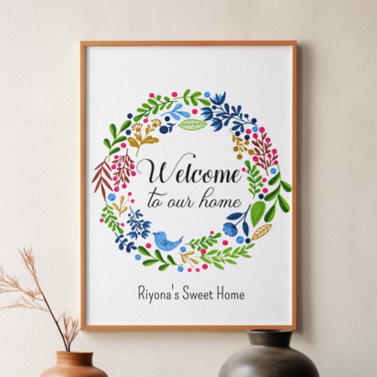Welkom bij onze Home Green Black Floral Typografie Poster