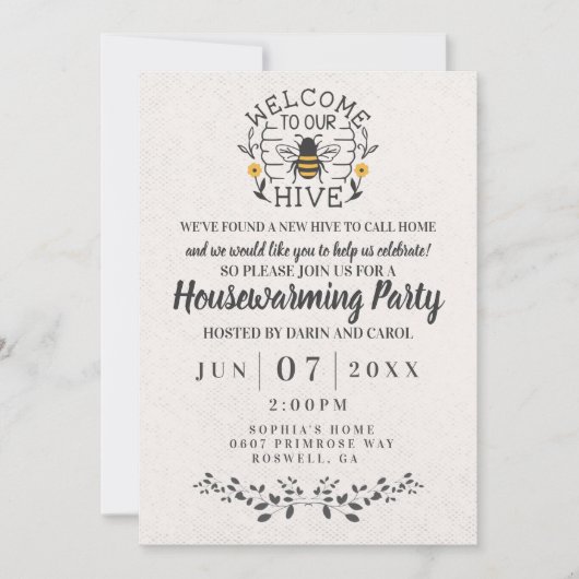 Welkom bij onze Honey Bee Spring Housewarming Kaart (Voorkant)