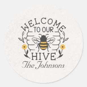 Welkom bij onze Honey Bee Spring Housewarming Ronde Sticker