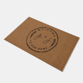 Welkom bij onze huisdeurmat, home decor deurmat (Schuin)