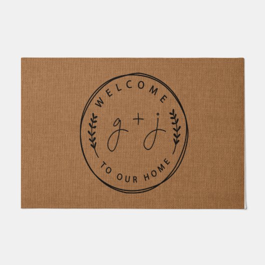 Welkom bij onze huisdeurmat, home decor deurmat (Voorkant)