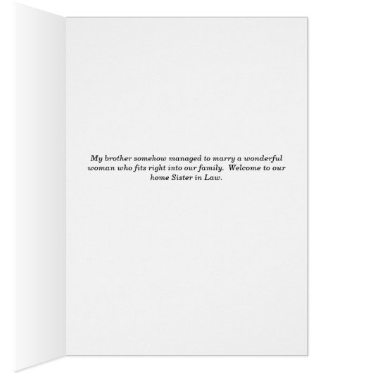 Welkom bij onze Kaart thuis voor zuster in Wet (Binnen (Rechts))