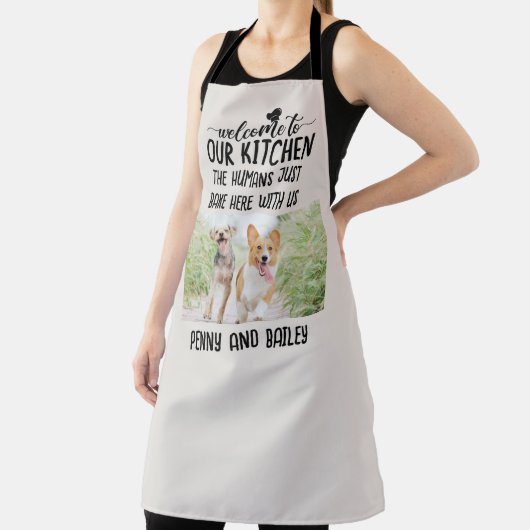 Welkom bij onze keukenhond & aangepaste foto schort (Insitu)
