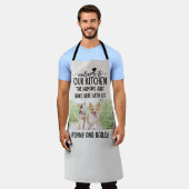 Welkom bij onze keukenhond & aangepaste foto schort (Gedragen)