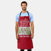 Welkom bij onze keukenhond & aangepaste foto schort (Gedragen)