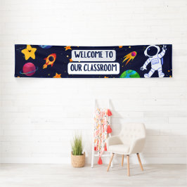Welkom bij onze klasbanner in Navy Fun Space Spandoek