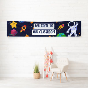 Welkom bij onze klasbanner in Navy Fun Space Spandoek
