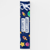 Welkom bij onze klasbanner in Navy Fun Space Spandoek (Verticaal)