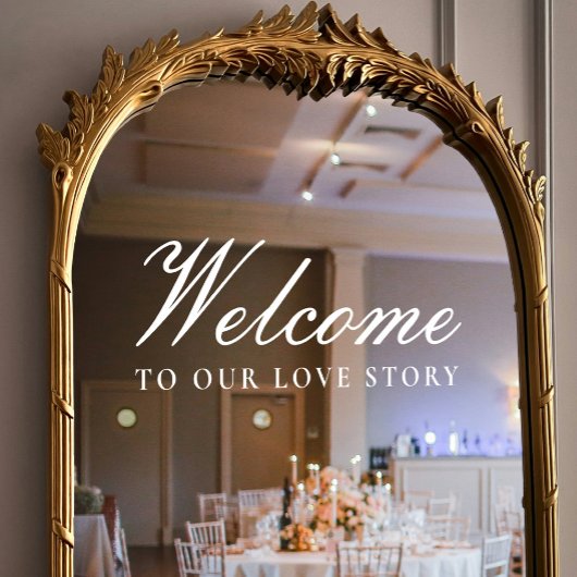Welkom bij onze Love Story Classic Script Wedding Raamsticker