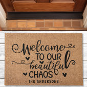 Welkom bij onze mooie Chaos familie Faux Burlap Deurmat