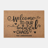 Welkom bij onze mooie Chaos familie Faux Burlap Deurmat (Voorkant)