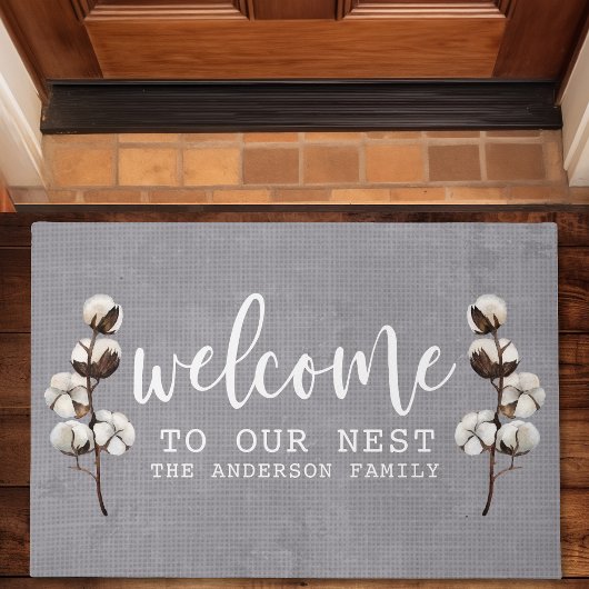 Welkom bij onze Nest Rustic Cotton Familienaam Deurmat