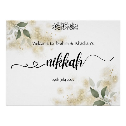 Welkom bij Onze Nikkah - Islamitisch Trouwbord Perfect Poster (Voorkant)