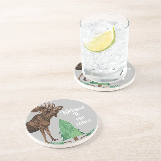 Welkom bij onze Onderzetters van Cabin Moose (Zijkant)