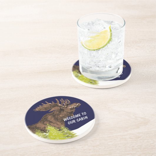 Welkom bij onze Onderzetters van Cabin Moose (Zijkant)