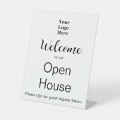 Welkom bij onze Open House Real Estate Logo Reclamebord Met Voetstuk (Voorkant)