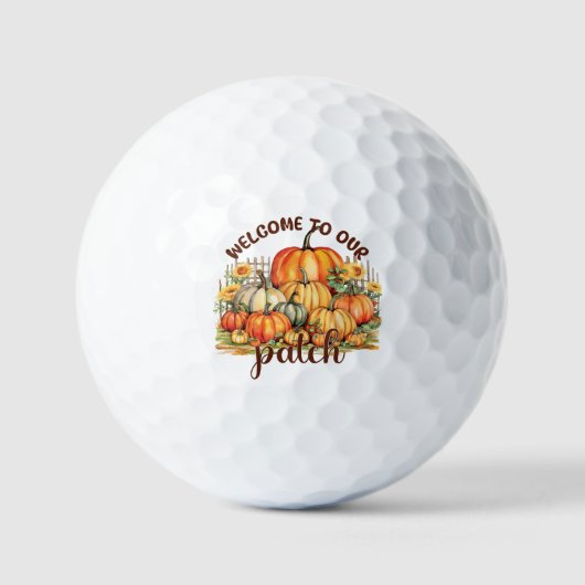 Welkom bij Onze Patch – Cosy Pumpkin Patch Golfballen (Voorkant)