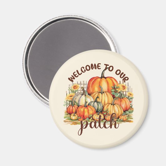 Welkom bij Onze Patch – Cosy Pumpkin Patch Magneet (Voorkant / Achterkant)
