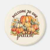 Welkom bij Onze Patch – Cosy Pumpkin Patch Magneet (Voorkant)