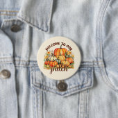 Welkom bij Onze Patch – Cosy Pumpkin Patch Ronde Button 7,6 Cm (In situ)