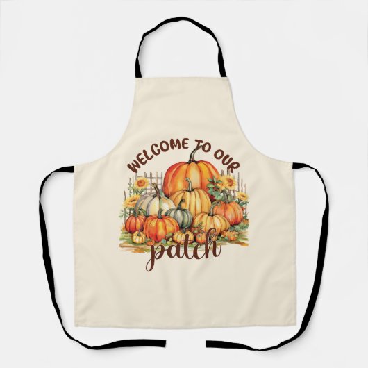 Welkom bij Onze Patch – Cosy Pumpkin Patch Schort (Voorkant)