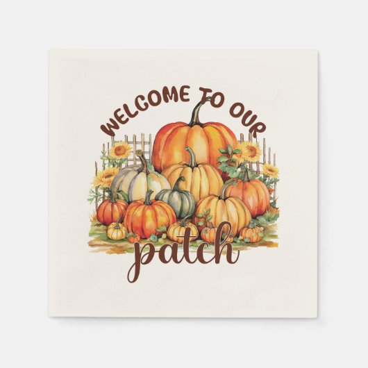 Welkom bij Onze Patch – Cosy Pumpkin Patch Servet (Voorkant)