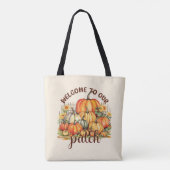 Welkom bij Onze Patch – Cosy Pumpkin Patch Tote Bag (Achterkant)