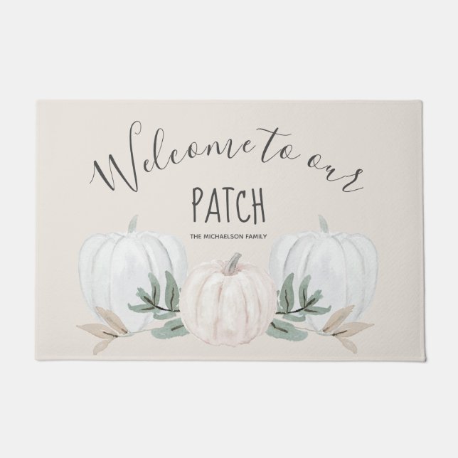 Welkom bij onze Patch Herfst Pumpkins Peach Deurmat (Voorkant)