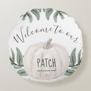 Welkom bij onze patch met Name Autumn Pumpkins Rond Kussen