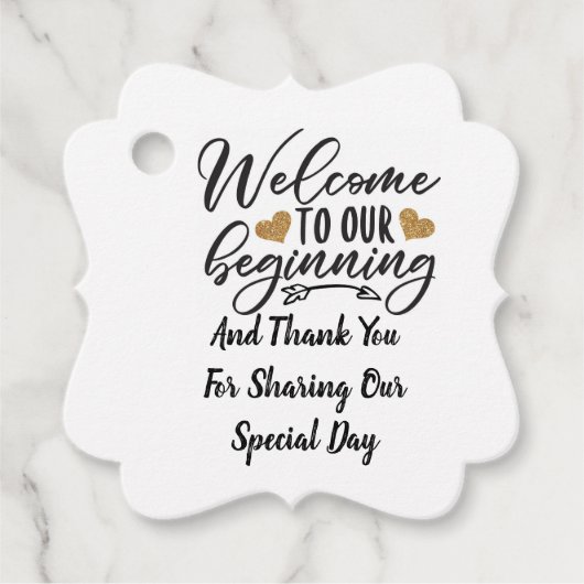 Welkom bij onze start bedankjes labels (Voorkant)