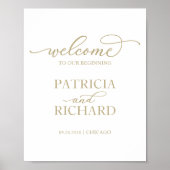 Welkom bij onze start | Chic gouden script bord Poster (Voorkant)