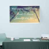 Welkom bij onze strandbestemming bruiloft op maat spandoek (Beurs)