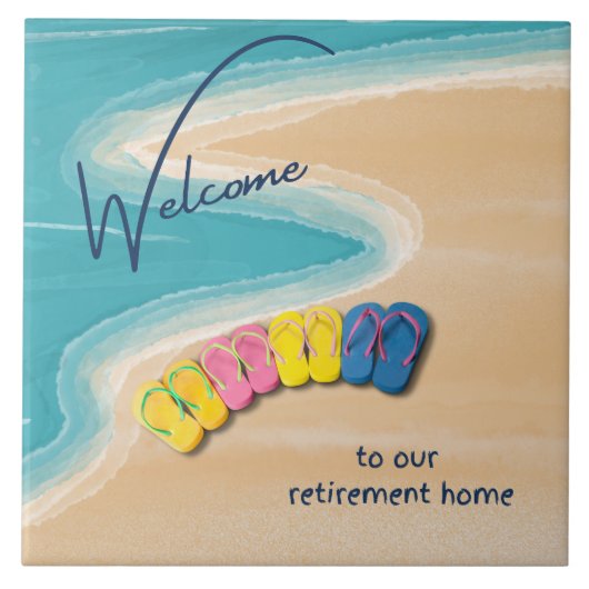 Welkom bij onze strandthemapension tegeltje (Voorkant)