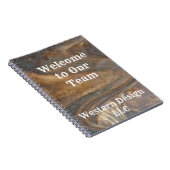 Welkom bij onze team bruine houtnerf professioneel notitieboek (Rechterzijde)