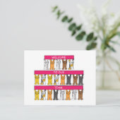 Welkom bij onze Team Cartoon Cats Briefkaart (Staand voorkant)